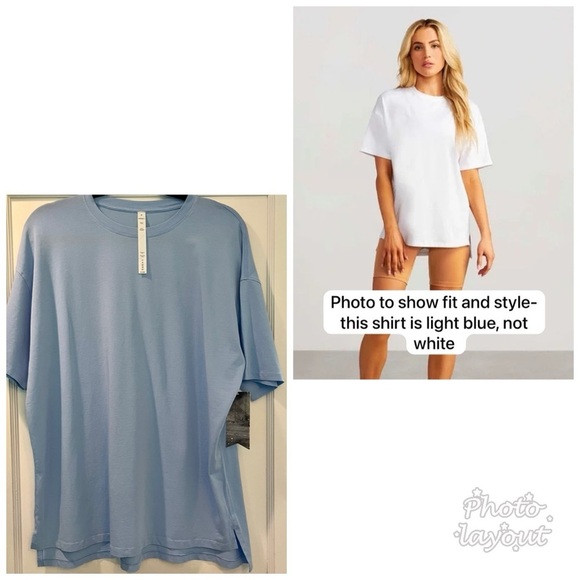 stori activewear Premium Light Blue Determined Oversized Tee size 8 - Picture 1 of 12